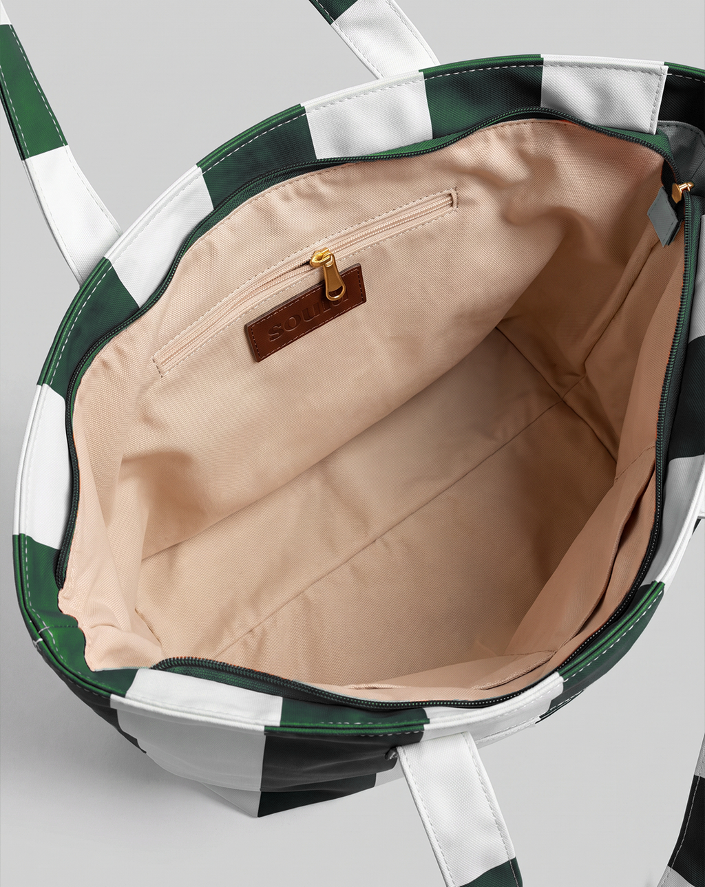 Striped Dark Green Tote Bag