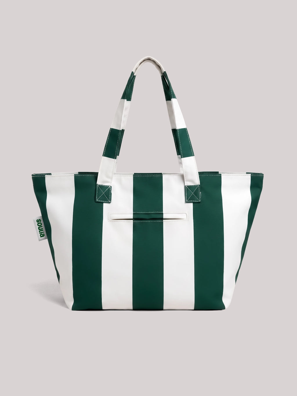 Striped Dark Green Tote Bag