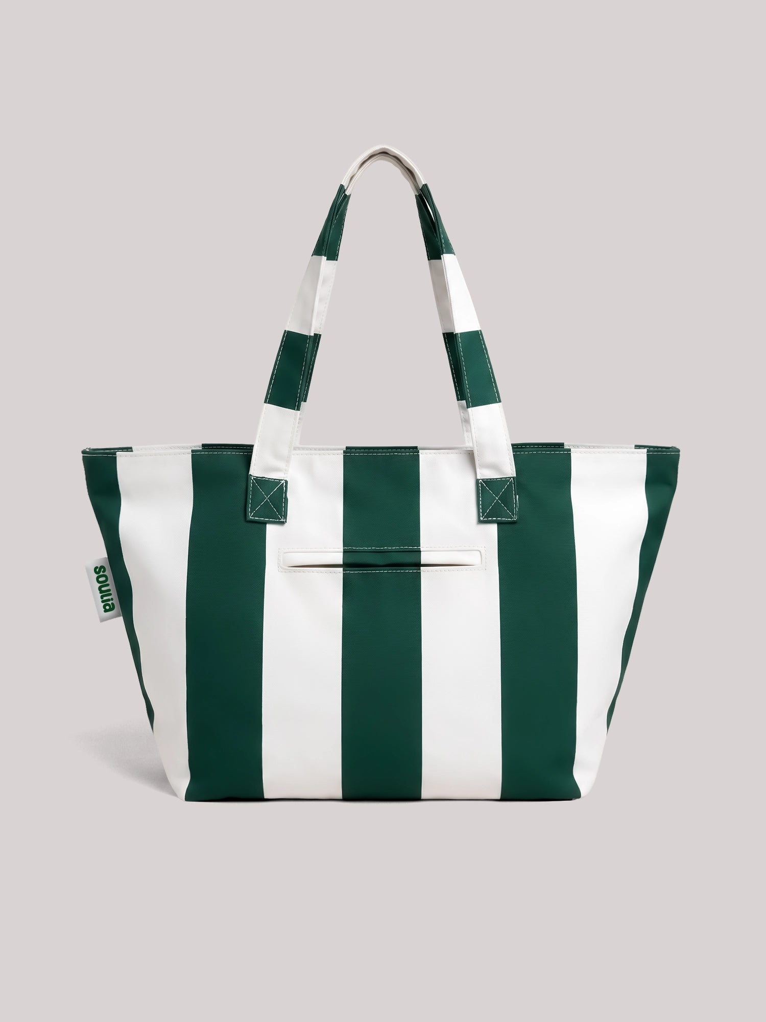 Striped Dark Green Tote Bag