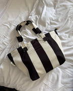 Striped Black Tote Bag
