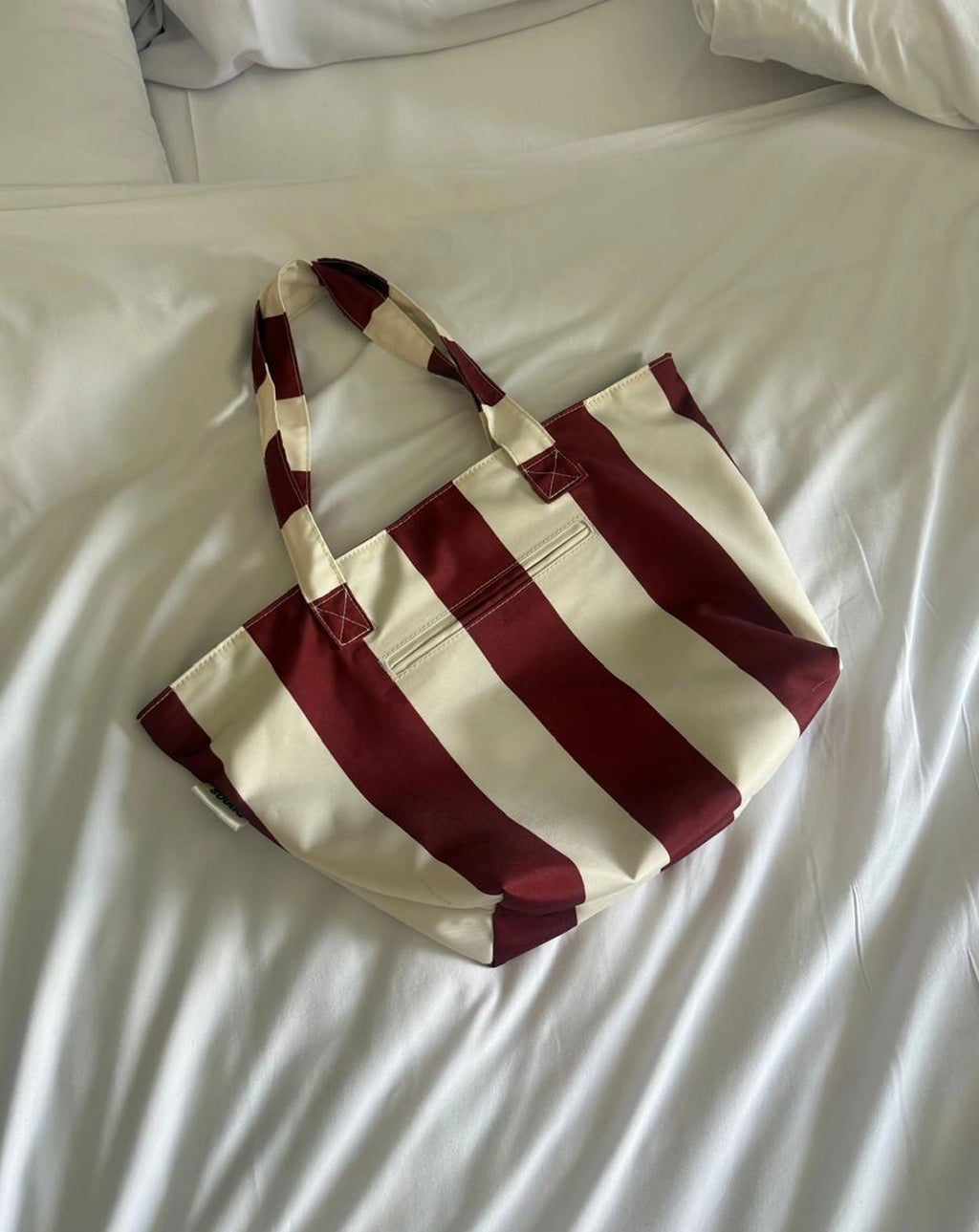 Striped Burgundy Wine Tote Bag