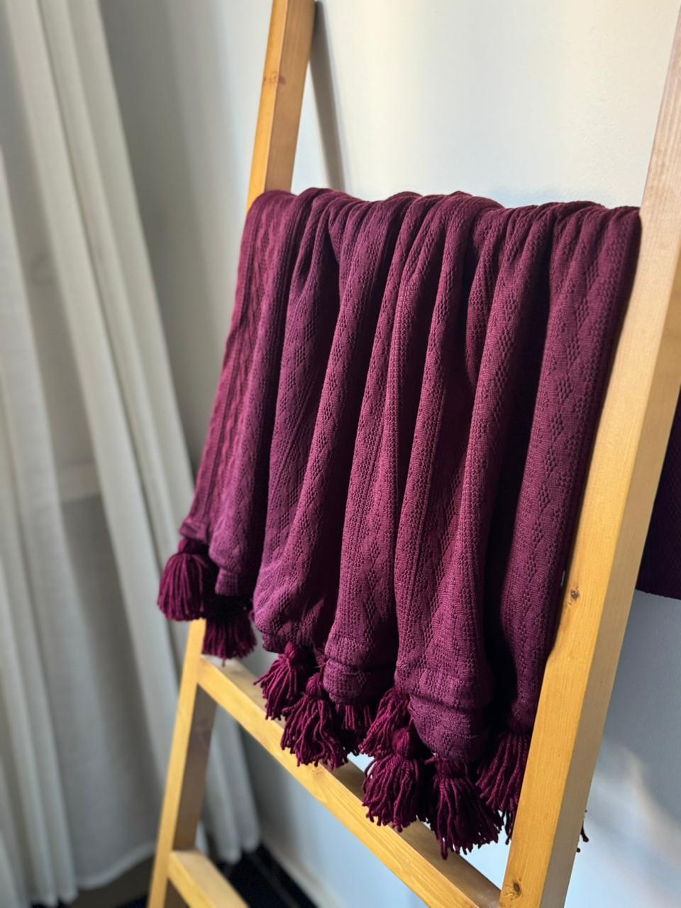 Textured Tassel Throw Blanket